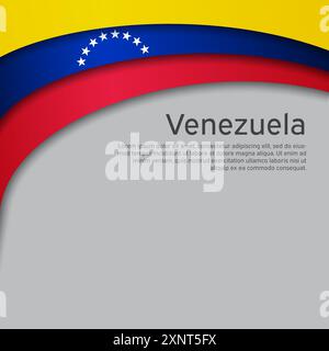 Waving venezuela flag. State patriotic venezuelan cover, flyer. Creative background for venezuela patriotic holiday card design. Paper cut style. Nati Stock Vector