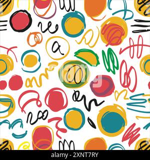 Hand drawn doodle seamless pattern in paint brush style. Vector illustration Stock Vector