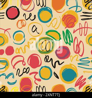 Hand drawn doodle seamless pattern in paint brush style. Vector illustration Stock Vector