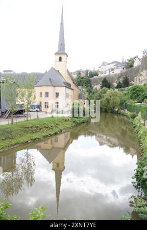 Riverside view of Luxembourg City old town. Stock Photo