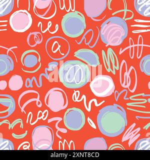 Hand drawn doodle seamless pattern in paint brush style. Vector illustration Stock Vector