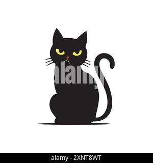 Silhouette of an angry moody cat. Vector illustration for tshirt, website, clip art, poster and custom print on demand merchandise. Stock Vector