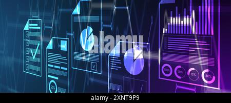 Financial technology and business analysis background. Virtual big data science illustration. Vector art. Stock Vector