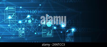 Financial technology and business analysis background. Virtual big data science illustration. Vector art. Stock Vector