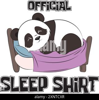 Cute sleeping baby panda with a funny quote official sleeping shirt. Vector illustration for tshirt print on demand merch website Stock Vector