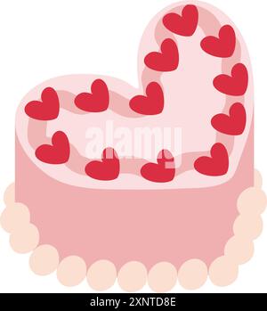 Simple retro pink heart cake Stock Vector