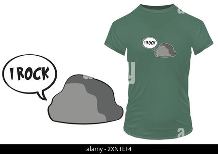 Stone with a quote I rock. Funny vector illustration for tshirt, website, print, clip art, poster and print on demand merchandise. Stock Vector