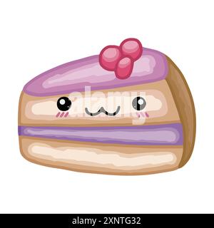 Cute purple piece of cake Stock Vector