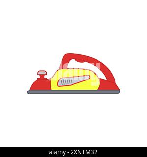 Electric planer colored icon. Isolated vector clipart. Drawing, illustration on white blank background. Stock Vector