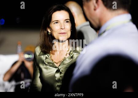 Emma Tucker, Editor in Chief of the Wall Street Journal, waits at Andrews Air Force Base for the arrival of Evan Gershkovich, a Journal reporter part of a prisoner swap with Russia, on Thursday, August 02, 2024. Credit: Aaron Schwartz/CNP /MediaPunch Stock Photo