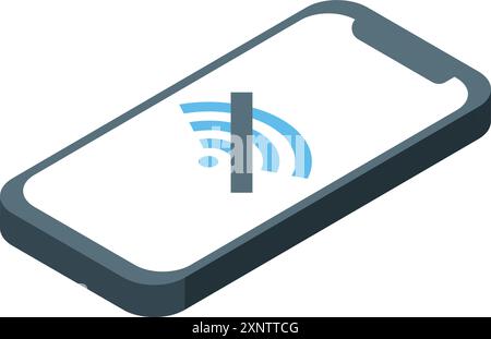 Smartphone is showing no wifi signal in this isometric view Stock Vector