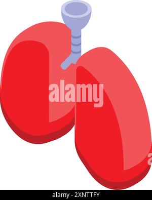 Trachea tube entering human lungs for ventilation assisting breathing Stock Vector