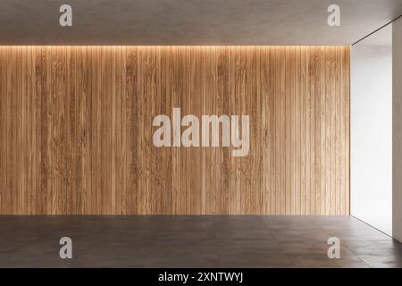 Concept Empty room and wood panels wall background 3D rendering Stock Photo