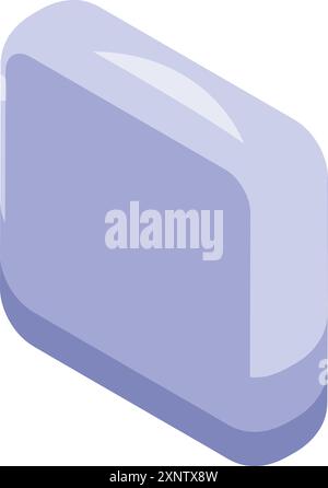 Isometric purple rounded square button asset perfect for apps and websites Stock Vector