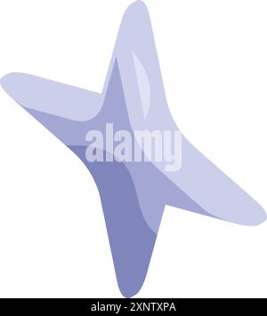 Four pointed purple star is shining brightly, radiating light and sparkle Stock Vector