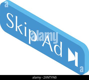 Blue skip ad button for skipping advertisements while watching a video Stock Vector