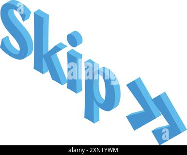 Blue skip button is urging to pass over something unnecessary Stock Vector