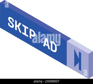 Blue skip ad button allowing users to avoid watching advertisements Stock Vector
