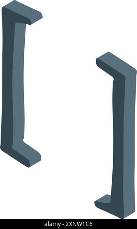 Empty space is being created by a pair of isometric square brackets Stock Vector