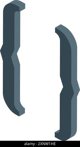 Pair of curly brackets, a common symbol used in programming languages Stock Vector