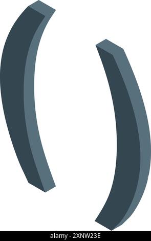 Dark gray parentheses creating a code block for software development Stock Vector
