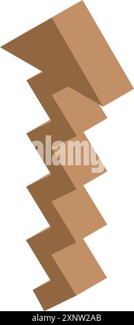 3d illustration of a brown arrow pointing up formed by stairs, isolated on a white background Stock Vector