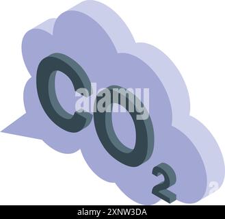 Thought bubble containing the chemical formula for carbon dioxide, representing concerns about climate change and pollution Stock Vector