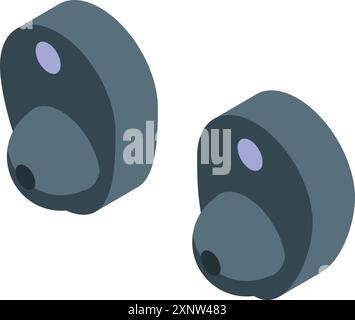 Pair of wireless bluetooth earbuds are laying on a white background Stock Vector