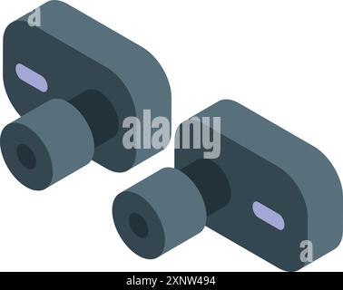 Wireless earbuds lying separately isometric view isolated on white background Stock Vector