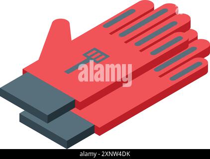Red protective gloves for working with dangerous tools, providing safety and protection for workers Stock Vector