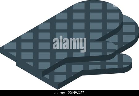 Dark gray silicone kitchen oven mitt for holding hot cookware, baking, and cooking Stock Vector