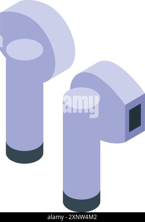 Isometric wireless earbuds for listening to music and podcasts Stock Vector