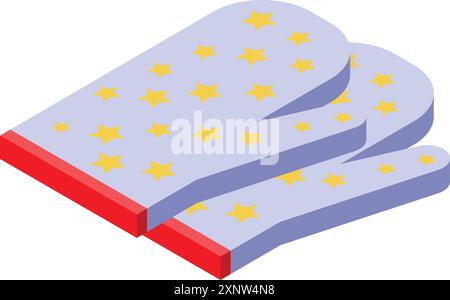 Two oven mitts featuring a cheerful star pattern, providing protection while handling hot cookware in the kitchen Stock Vector