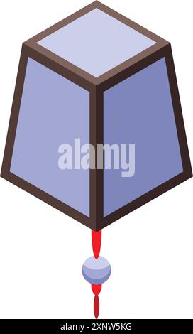 Chinese paper lantern illuminating with a red tassel, traditional decoration for asian celebrations Stock Vector