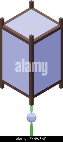 Traditional chinese paper lantern illuminating with a candle inside Stock Vector