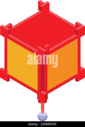 Red chinese paper lantern illuminating the night, celebrating the spring festival Stock Vector