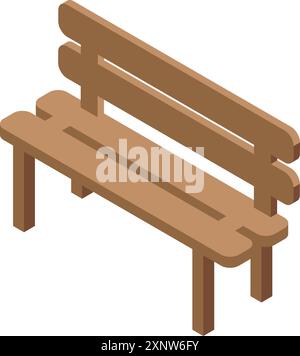 Wooden park bench standing on four legs, isometric illustration of urban furniture for recreation area Stock Vector