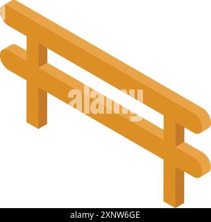 Wooden fence protecting private property, isometric illustration in a cartoon style Stock Vector