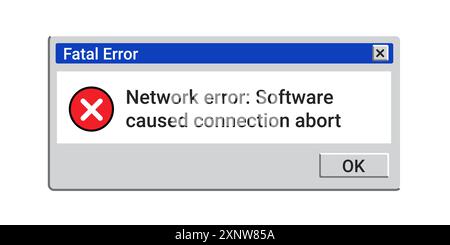 PrinOld fatal error message. Crash window in retro style. Stock Vector