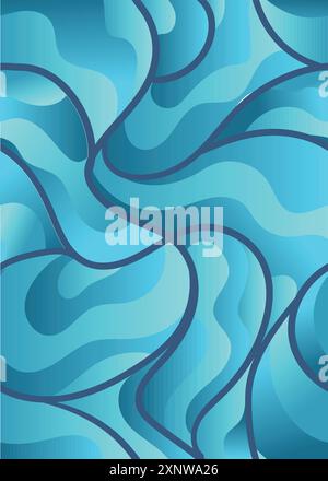 blue sea waves pattern creative abstract pattern in while out line. abstract repeatable seamless pattern vector illustration Stock Vector