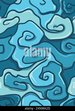 blue sea waves pattern creative abstract pattern in while out line. abstract repeatable seamless pattern vector illustration Stock Vector