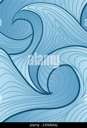 blue sea waves pattern creative abstract pattern in while out line. abstract repeatable seamless pattern vector illustration Stock Vector