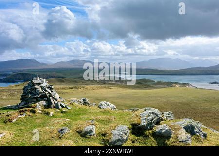 Looking across the Kyle of Durness from the cairn on Faraid Head, near Durness, Sutherland, Scotland, UK. Stock Photo