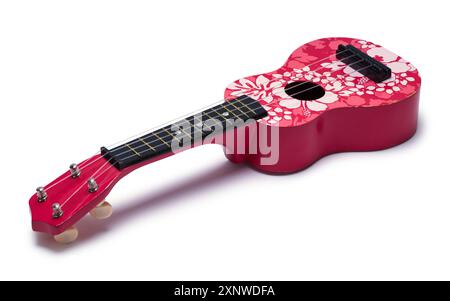 Red Hawaiian Ukulele Cut Out on White. Stock Photo