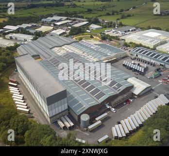 Aerial view of Chairs ltd T/A Coach House on Altham industrial estate. Stock Photo