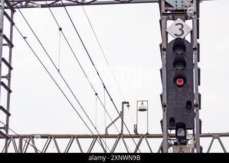 30 September 2008, Jakarta, Indonesia, South East Asia, Rail road on train station. Stock Photo