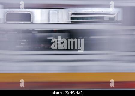 30 September 2008, Jakarta, Indonesia, South East Asia, Train passes on the station. Stock Photo