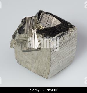 natural silver pyrite gem on white background Stock Photo