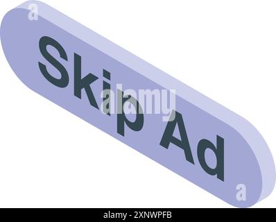 Skip ad button is allowing users to avoid watching online advertisements Stock Vector