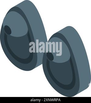 Wireless earbuds listening music device connecting sound modern technology isometric view Stock Vector